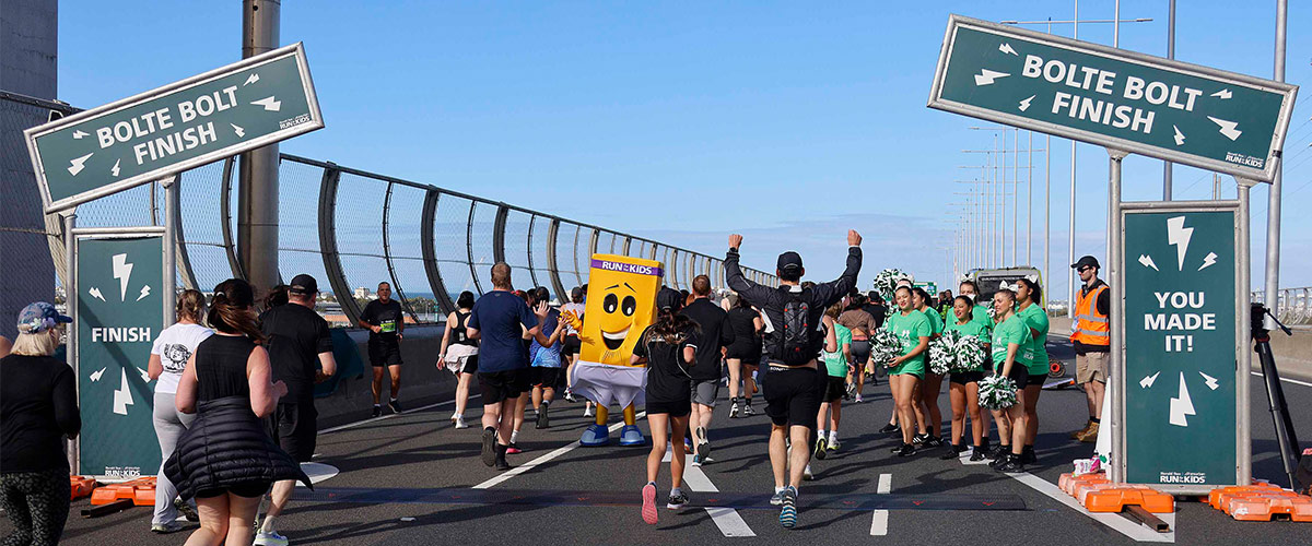 Participants at the finish line of Run for the Kids